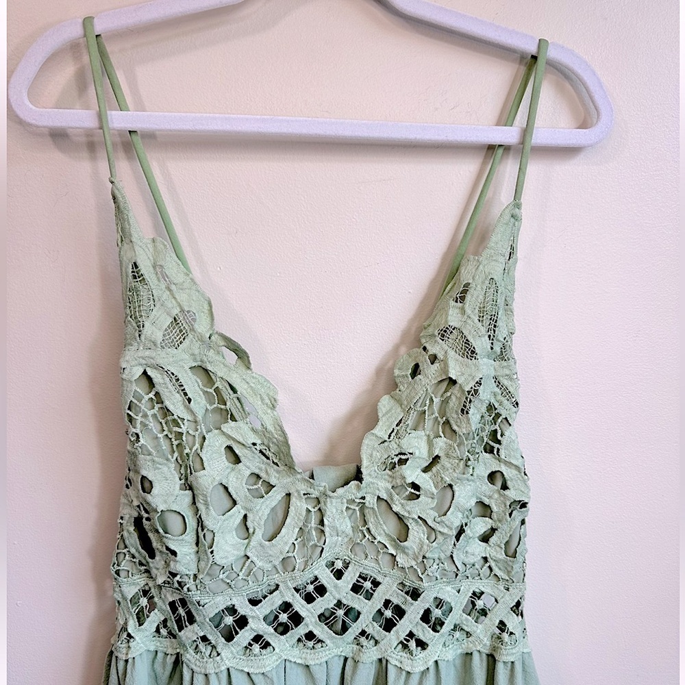 NWT Lace and Ruffled Slip Mini Sundress in Sage Green Size 2X - Picture 4 of 11